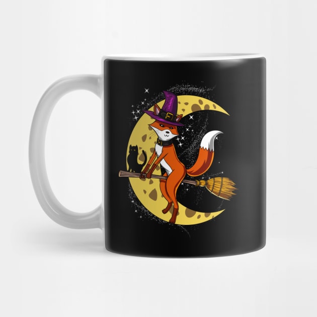 Fox Witch Riding A Broom Halloween by underheaven